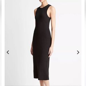 Vince Black Ribbed Tank Midi Dress